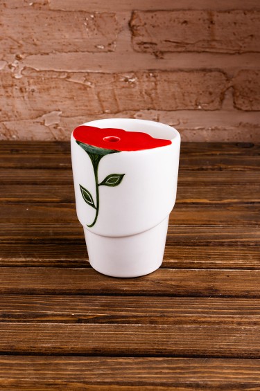 كوب سفر زهرة حمراء