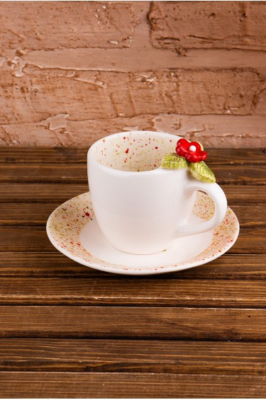 كوب زهرة واوراق