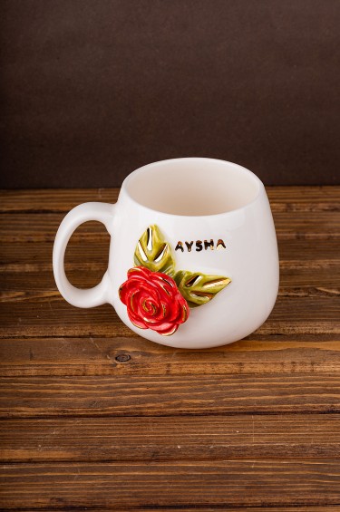 كوب اسم عايشة-وردة جانبية